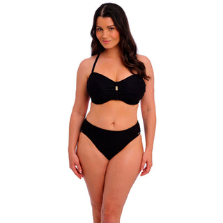 Fantasie-Swim-Beach-Waves-Black-Bandeau-Bikini-Top-Racerback-Straps-FS502210BLK-Mid-Rise-Brief-FS502272BLK-Front