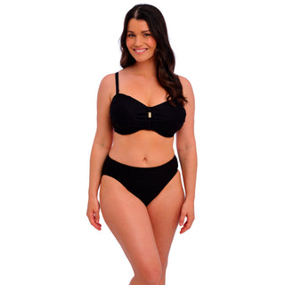 Fantasie-Swim-Beach-Waves-Black-Bandeau-Bikini-Top-Straps-FS502210BLK-Mid-Rise-Brief-FS502272BLK-Front
