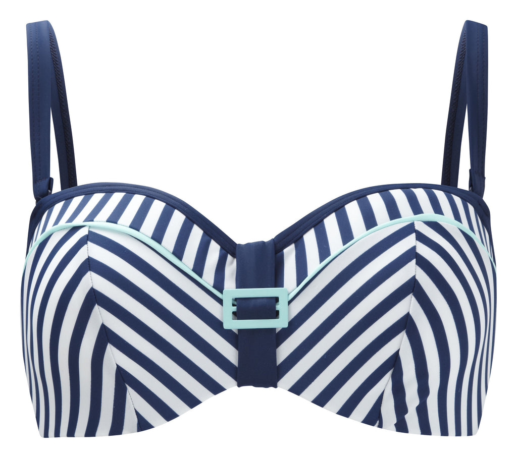 Cleo Swim Lucille Blue White Bandeau Bikini CW0063