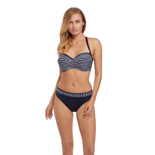 Fantasie-Swim-San-Remo-Ink-Blue-Bandeau-Bikini-Top-Straps-FS6504INK-Mid-Rise-Brief-FS6506INK-Front