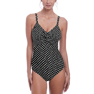 Fantasie-Swim-Santa-Monica-One-Piece-Swimsuit-Twist-Front-Black-White-FS6728BLI-Front