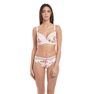 Freya-Lingerie-Rose-Tapestry-White-Side-Support-K-Cup-Bra-AA3652WHE-Thong-AA3657WHE-Front