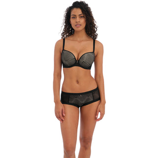 Freya-Lingerie-Tailored-Black-Plunge-Tshirt-Bra-AA401131BLK-Short-AA401180BLK