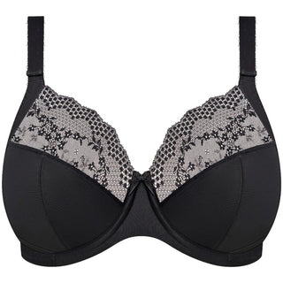Elomi Lucie Jet stretch plunge bra in black with lace, product cutout