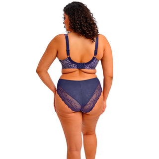 Elomi Lingerie Lucie Midnight Blue Leopard Print Stretch Plunge Bra EL4490MIH High Leg Brief EL4498MIH Back