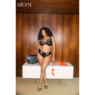 Elomi-Lingerie-Teagan-Black-Almond-Plunge-Bra-EL302602ALM-High-Leg-Brief-EL302653ALM-Lifestyle