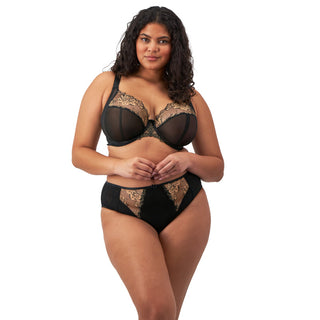 Elomi-Lingerie-Teagan-Black-Almond-Plunge-Bra-EL302602ALM-High-Leg-Brief-EL302653ALM