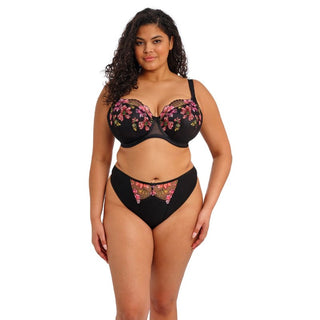 Model wearing Elomi Teagan half cup bra in Rainbow, front view