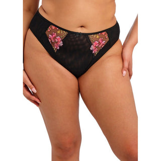 Close-up of model wearing Elomi Teagan high leg brief underwear in Rainbow