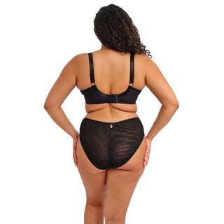 Model wearing Elomi Teagan plunge bra in Rainbow, back view