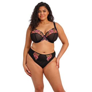 Model wearing Elomi Teagan plunge bra in Rainbow, front view