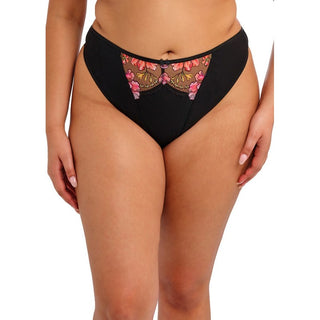Close-up of model wearing Elomi Teagan thong underwear in Rainbow