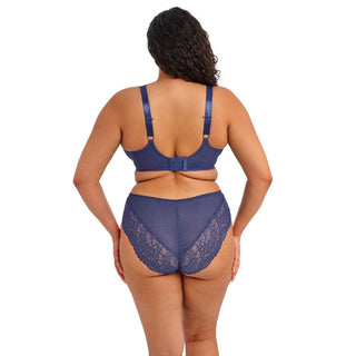 Model wearing Elomi Tiernie brief in Denim Blue, back view