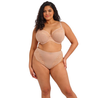 Model wearing Elomi Tiernie brief in Sahara Nude, alternative view 3