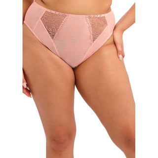Close-up of model wearing Elomi Zarla high leg brief in Rose Bud Pink