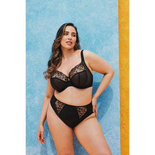 Elomi Lingerie Zarla Side Support Underwired Bra Black EL302505BLK High Leg Brief EL302553BLK Lifestyle