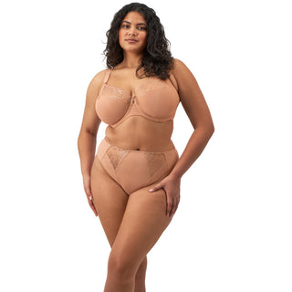 Elomi Lingerie Zarla Side Support Underwired Bra Cafe Au Lait Nude EL302505CAT High Leg Brief EL302553CAT