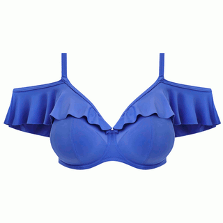Elomi Swim Plain Sailing Azure Blue Frill Plunge Bikini Top ES7282AZE
