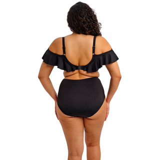 Elomi Swim Plain Sailing Black Frill Plunge Bikini Top ES7282BLK Full Bikini Brief ES7286BLK Back