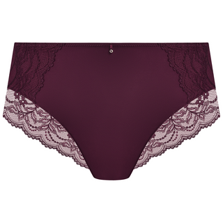 Fantasie Cesile high-waist full brief in Bordeaux dark purple with lace side panels, front product shot
