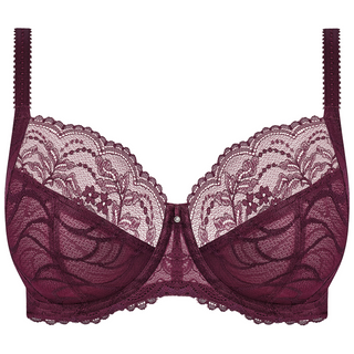 Fantasie Cesile underwired lace side support bra in Bordeaux dark purple, front product shot