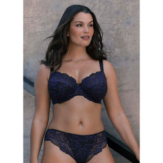 Fantasie Lingerie Emmaline Blue Black Midnight Side Support Bra FL102701MIH Brief FL102750MIH Lifestyle