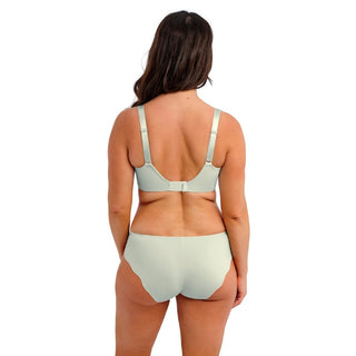 Model wearing Fantasie Magdalena brief in Vintage Green with matching bra, back view