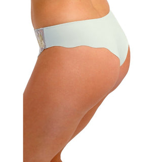 Model wearing Fantasie Magdalena thong in Vintage Green, side view