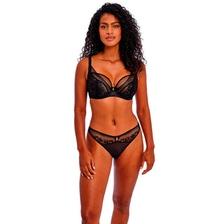 Freya-Lingerie-Sydnie-Black-High-Apex-Plunge-Bra-AA402821BLK-Brazilian-Brief-AA402871BLK