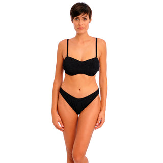 Freya-Swimwear-Ibiza-Waves-Black-Bandeau-Bikini-Top-Straps-AS203810BLK-High-Leg-Brief-AS203885BLK
