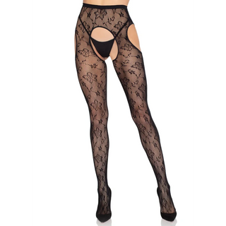 Leg Avenue Floral Suspender Tights Black 1967