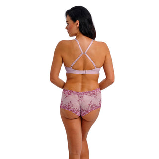 Wacoal Lingerie Embrace Lace Lilac Soft Cup Bra Racerback WA852191595 Boy Short WA067491595 Back