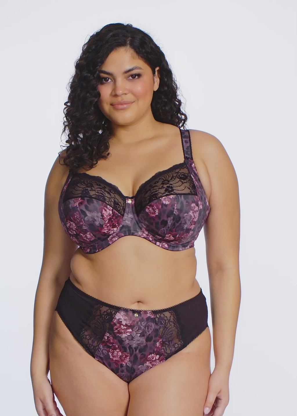 Elomi-Lingerie-Morgan-Dark-Romance-Floral-Print-Full-Cup-Bra-EL4110DAE-High-Leg-Brief-EL4118DAE-Video