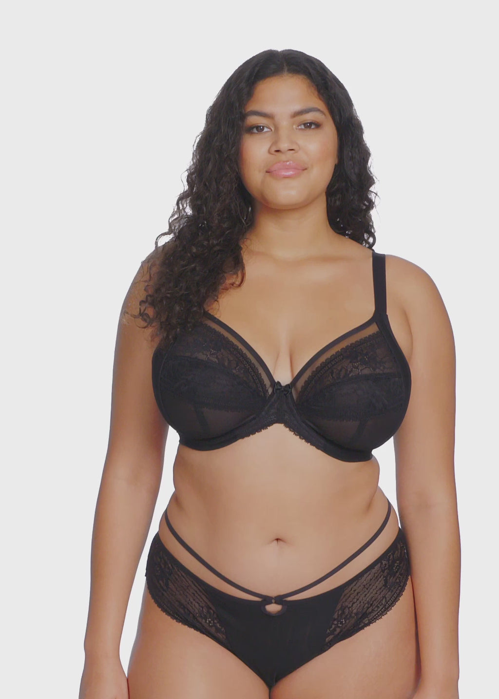 Elomi-Lingerie-Kendra-Black-Plunge-Bra-EL301602BLK-Thong-EL301670BLK-Video