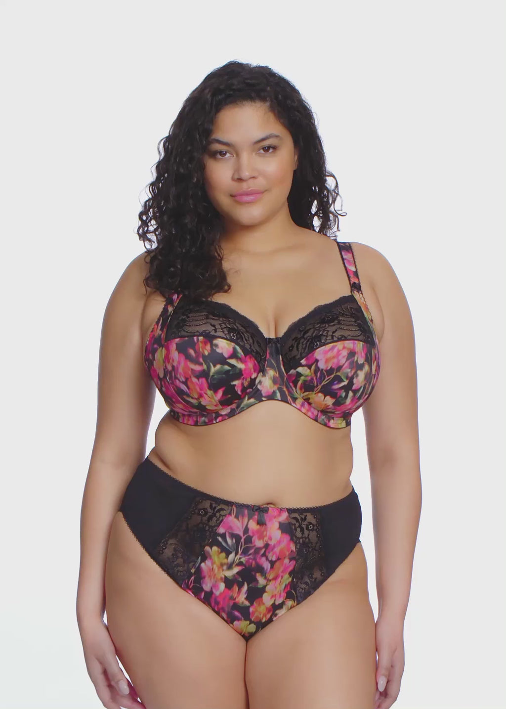 Elomi-Lingerie-Morgan-Side-Support-Banded-Bra-Hot-House-Floral-Print-EL4110HOU-High-Leg-Brief-EL4118HOU-Video