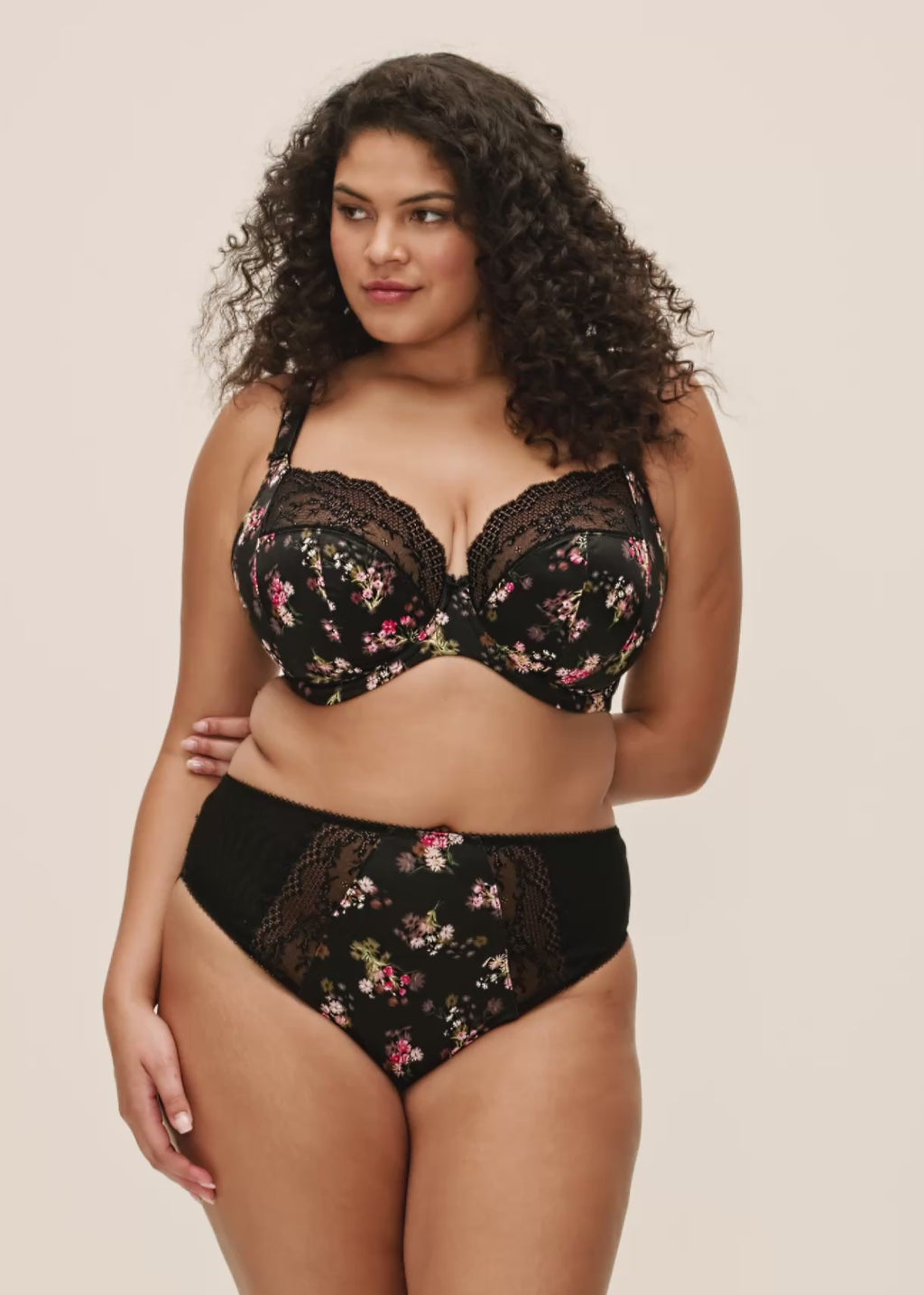 Elomi-Lingerie-Lucie-Floral-Print-Fleur-Stretch-Plunge-Bra-EL4490FLR-High-Leg-Brief-EL4498FLR-Video