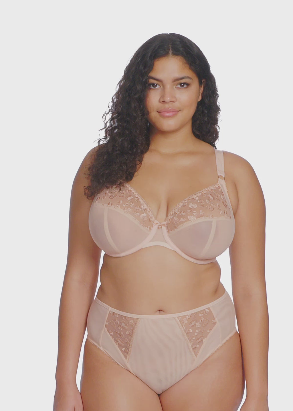 Elomi-Lingerie-Namrah-Pale-Blush-Pink-Bandless-Plunge-Bra-EL301336PAU-High-Leg-Brief-EL301353PAU-Video