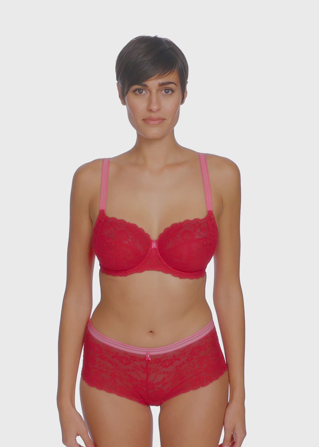 Freya-Lingerie-Offbeat-Chilli-Red-Side-Support-Bra-AA5451CRD-Short-AA5456CRD-Video