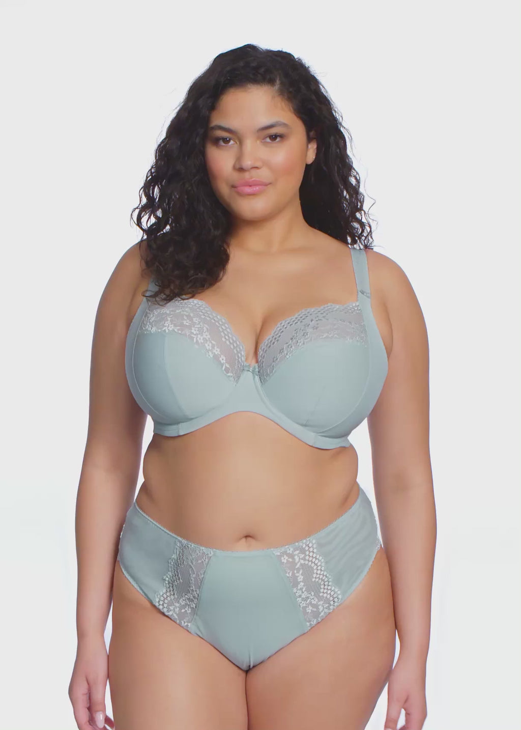 Elomi-Lingerie-Lucie-Green-Mist-Stretch-Plunge-Bra-EL4490MIT-High-Leg-Brief-EL4498MIT-Video
