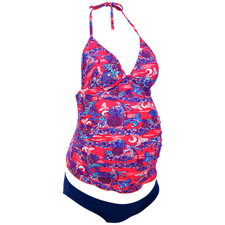 Anita-Kamaka-Pineapple-Print-Maternity-Tankini-Swimsuit-Brief-9624549-Front