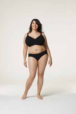 Cake-Lingerie-Dark-Croissant-Nursing-Bra-Brief-Big-Cup-Black-Front