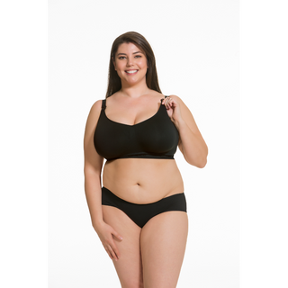 Cake-Maternity-Sugar-Candy-Black-Seamless-Wire-Free-Nursing-Bra-Clip-Front