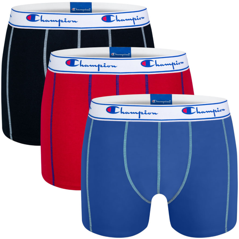 Men's Boxer Short Briefs Black/Blue/Red 3-Pack - Champion