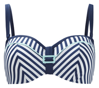Cleo-Lucille-Strapless-Padded-Bandeau-Bikini-Nautical-Stripe-CW0063-Front