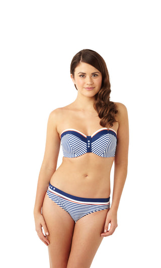Cleo-Swim-Lucille-Navy-Stripe-Bandeau-Swim-Top-Strapless-CW0063-Classic-Pant-CW0069-Front