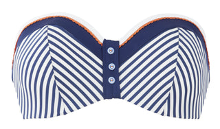 Cleo-Swim-Lucille-Navy-Stripe-Bandeau-Swim-Top-Strapless-CW0063-Front