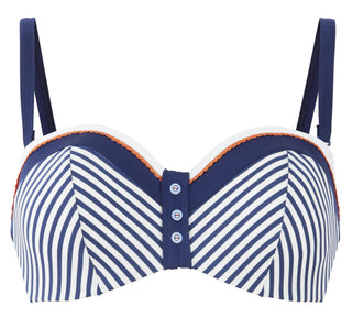 Cleo-Swim-Lucille-Navy-Stripe-Bandeau-Swim-Top-Straps-CW0063-Front