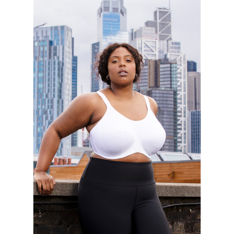 Plus size white sports top bra