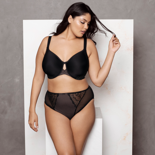 Elomi-Lingerie-Charley-Black-Bandless-Moulded-Bra-EL4383BLK-High-Leg-Brief-EL4386BLK-Lifestyle