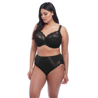 Elomi-Lingerie-Meredith-Black-Banded-Stretch-Bra-EL4440BLK-High-Leg-Brief-EL4445BLK-Front